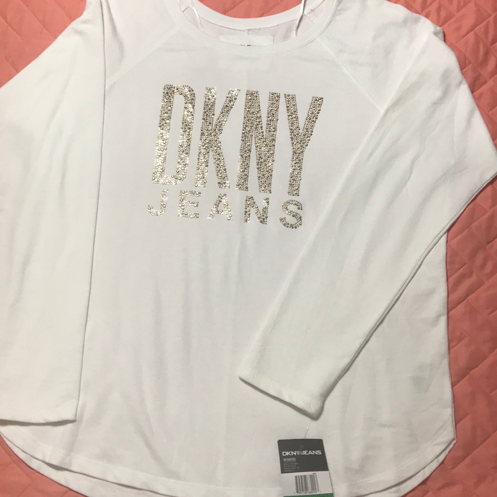 Cozy White DKNY Top, long Sleeve